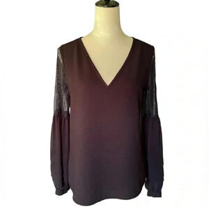 Express Women Black Long Bubble Sleeve Top Size M‎